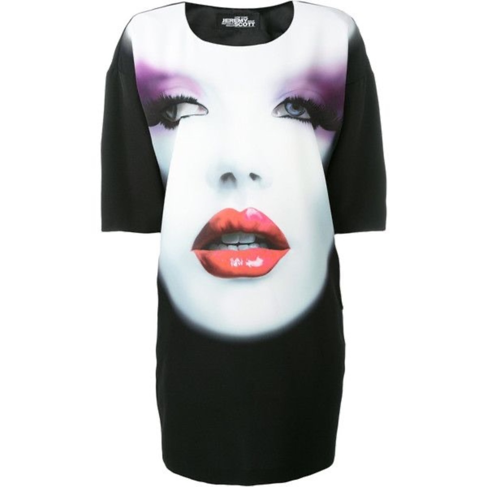 JEREMY SCOTT Face Print T-shirt Dress M